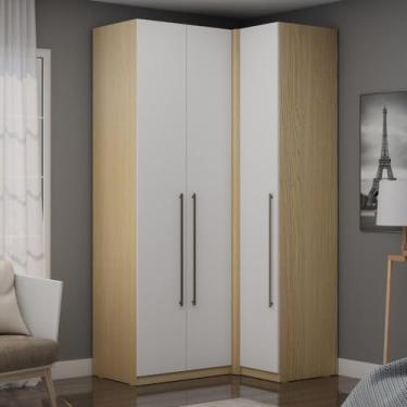 Imagem de Guarda-roupa Modulado de Canto 100% Mdf 3 Gavetas Infinity Savana/branco