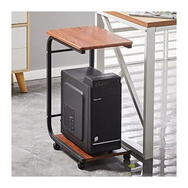Imagem de GRFIT Suporte de CPU Suporte de torre de PC de 2 níveis, suporte de CPU em forma de C com moldura de metal e rodas giratórias, suporte de chão para PC móvel para escritório em casa cabe na maioria dos suportes de torre de PC PC (Cor: 1)