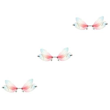 Imagem de Adorainbow 3 Pares óculos sem armação óculos de tons irregulares moda punk oculos de sol óculos de sol feminino óculos de libélula óculos sem aro meio quadro acessórios lente criança pequena