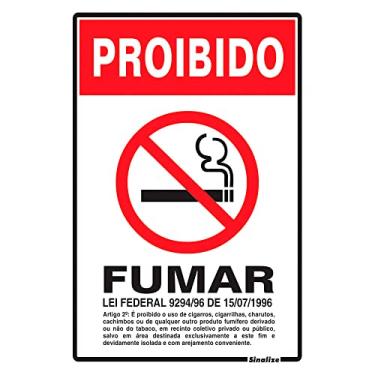Imagem de Placa em Poliestireno 20X30 Cm - Proibido Fumar Lei Federal, SINALIZE, 250AW, Branca