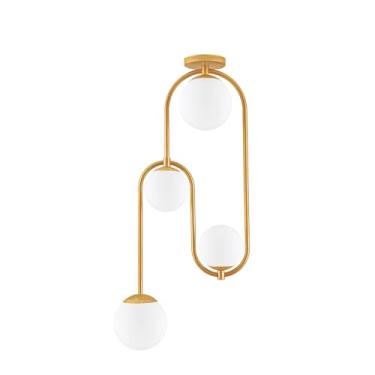 Imagem de Lustre Plafon Flórida 04 Lâmpadas E27 Alumínio e Vidro Moderno Cores:Dourado Fosco