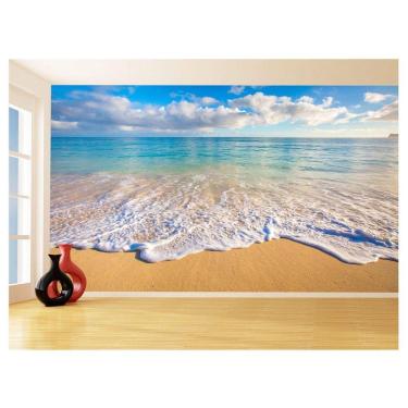 Imagem de Papel De Parede Praia Mar Onda Nuvem Céu Azul 3,5M Npr259