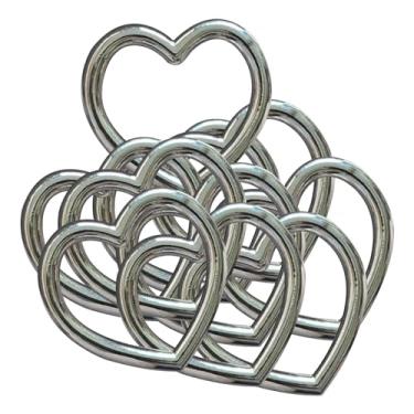 Imagem de Fancyes 10x metal artesanato anel fivelas cintos fivelas resistentes reparação ligando anéis fivelas artesanato para bolsas jóias chaveiros, Coração 35.5x33x3.4mm