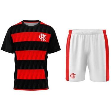Imagem de Kit Mini Craque Toy Camiseta E Bermuda Braziline Flamengo - Preto/Verm