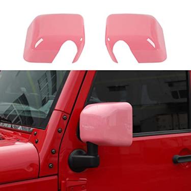 Imagem de SQQP Capas de espelho lateral, espelho retrovisor, kit de decoração, 2 peças para Jeep Wrangler 2007-2018 JK JKU (rosa)