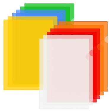 Imagem de ViVin Pastas de plástico transparente - Pastas transparentes resistentes tipo L, pacote com 36 tamanhos A4 reutilizáveis, cores sortidas para escola, casa e escritório