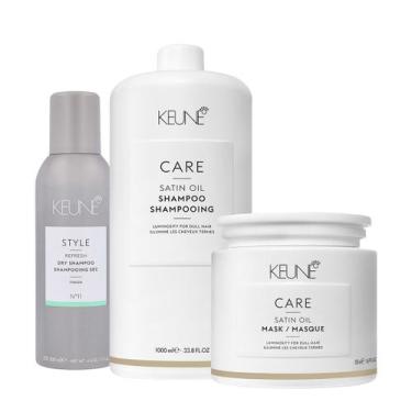 Imagem de Kit Keune Care Satin Oil Shampoo Litro Máscara G E Style Dry Nº11 (3 P