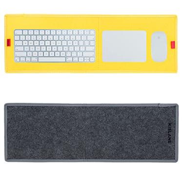 Imagem de KISLANE Pacote com 2 tapetes de teclado compatíveis com teclado iMac Magic, mouse mágico, trackpad mágico, 2 peças de mini teclado para facilitar a movimentação (cinza + amarelo)