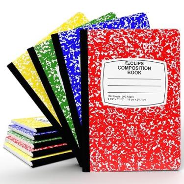 Imagem de Cadernos de composição, (cores sortidas), caderno de composição pautado universitário, caderno de composição de mármore, 100 folhas, 200 páginas (pacote com 12)