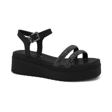 Imagem de Sandália Flatform Anabela Strass Brilho Ramarim 2445105 Preto