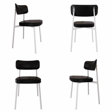 Imagem de Cadeira Alloa Fixa com 4 Pés 50 X 44,7 X 83,8 Cm com 4 Unidade Preto/Branco Epoxi