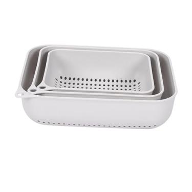 Imagem de Ioensy 3x tigela de filtro de cozinha, conjunto de cesta de drenagem de cozinha, escorredor de macarrão multiuso, cesta de lavagem de frutas vegetais para, cinza