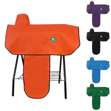 Imagem de Capa de selim ocidental|Capa de selim com 6 tiras elásticas|Capas de selim de tecido Oxford impermeável e resistente a rasgos para sela de cavalo ocidental para a maioria das selas ocidentais de