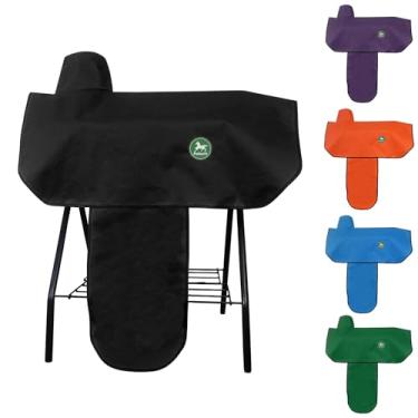 Imagem de Capa de selim ocidental|Capa de selim com 6 tiras elásticas|Capas de selim de tecido Oxford impermeável e resistente a rasgos para sela de cavalo ocidental para a maioria das selas ocidentais de