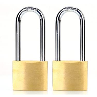 Imagem de Cadeado ABRAFOX Lock Latão Sólido com Chave Diferente Manilha Longa - (40 mm Pacote com 2 2