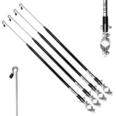 Imagem de Kit 4 Antena Moto Corta Pipa Fio Anti Cerol Linha Guidão Retrátil Reclinável Preta