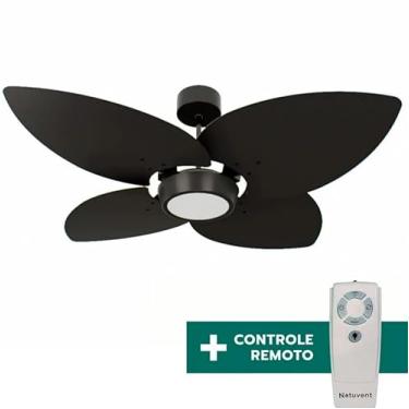 Imagem de Ventilador de Teto Com Controle Remoto Natuvent Dahlia Led 4 Pás Madeira Preto 3000k Branco Quente (220, Volts)
