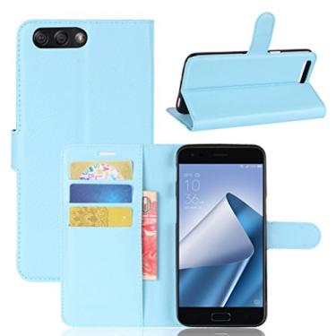 Imagem de Capa carteira ASUS Zenfone 4/ZE554KL, capa carteira flip de couro PU premium com compartimento para cartão, suporte e fecho magnético [capa interior à prova de choque de TPU] Compatível com ASUS