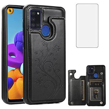 Imagem de Asuwish Capa de telefone para Samsung Galaxy A21S com protetor de tela de vidro temperado e suporte de cartão capa carteira suporte flip acessórios para celular Glaxay Galaxies A 21S capas femininas