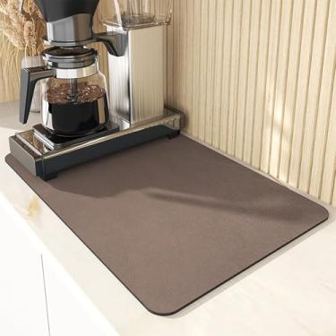 Imagem de Tapete de drenagem Yullows, Tapete de drenagem super absorvente de cozinha, Tapete de secagem de pratos de diatomita, Tapete de bar de café, Tapete de secagem de pratos dobrável, Cinza claro