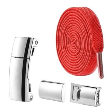 Imagem de Lock Shoelaces Without Ties Flat Elastic Laces Sneakers Boots No Tie Shoelace Rubber Bands For Shoes Accessories(Red)