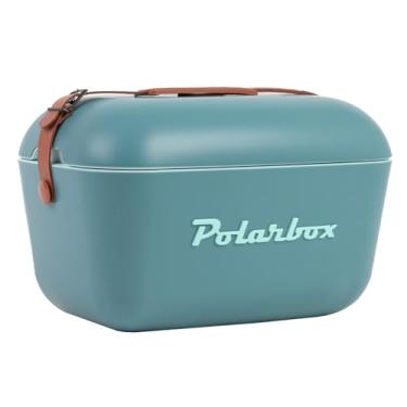 Imagem de Polarbox Lancheira retrô vintage para piquenique – caixa de gelo portátil estilo anos 90 para acampamento, caminhada, viagens – extra grande, leve de 20 L, para latas, cervejas e bebidas seltzer (azul