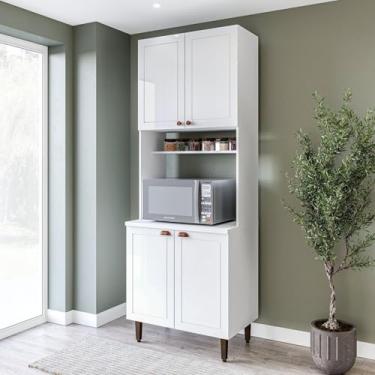 Imagem de Paneleiro/Torre Quente 4 Portas 2 Nichos para Forno e Utensílios com 80 Cm Pérola Yescasa Branco