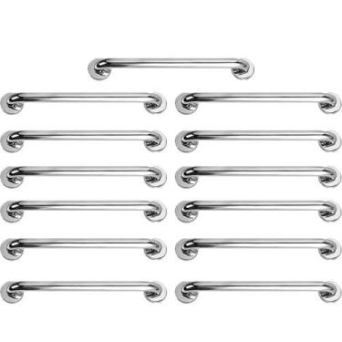 Imagem de Alça Apoio 50cm Aço inox Kit 13 Uni Suporte Anti Queda Idoso Gestante 