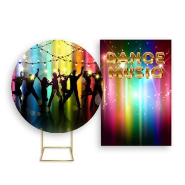 Imagem de Painel De Festa Redondo 1,50x1,50 + Painel Vertical 1,50x2,20 - Anos 8