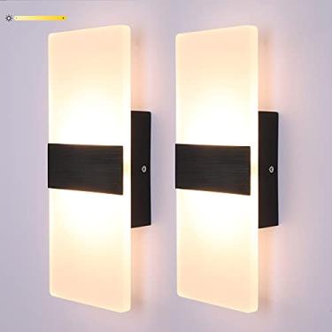 Imagem de Lightess Arandela de parede moderna 12W interior acrílico moderno conjunto de 2 lâmpadas de parede LED para corredor, sala de estar, corredor, quarto, branco quente