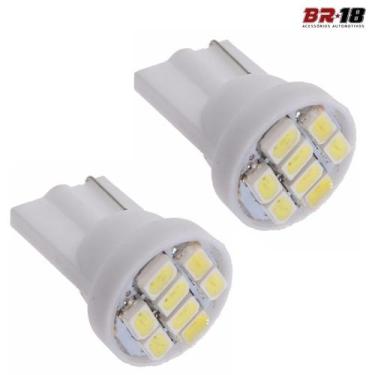 Imagem de Par Lâmpada Led Pingo 8 pontos T10 12V 5W Branca Aplicação Placa Teto 