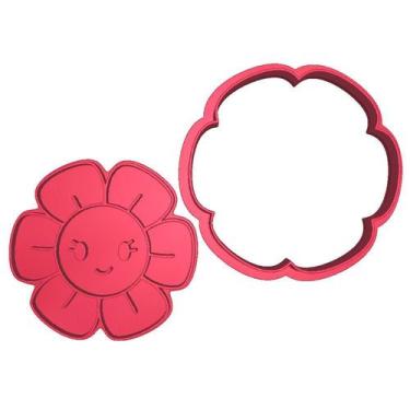Imagem de Cortador Biscoito Florzinha Cute Sorrindo 6 pétalas Fofa - DOCE IMPRES