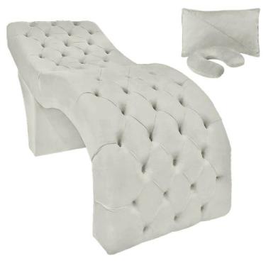 Imagem de Maca Estética Facial Capitonê Largura 70cm Espuma D26 Veludo Bege SOFA