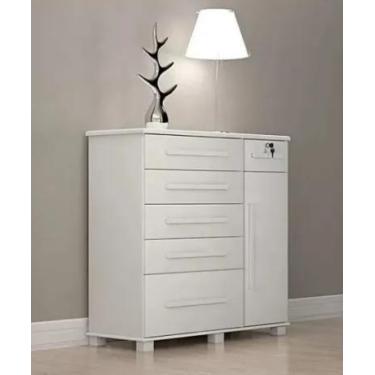 Imagem de Cômoda 046 6 Gavetas 1 Porta Com Sapateira e Pés 100% Mdf Neve - Móvei
