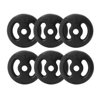 Imagem de Kit 6 Anilhas Peso Ferro 3kg Academia Musculação - Rei do Fitness