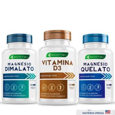 Imagem de Kit  Vit. D3 + Magnesio Dimalato + Quelato 100% Puro 500mg 120Cápsulas