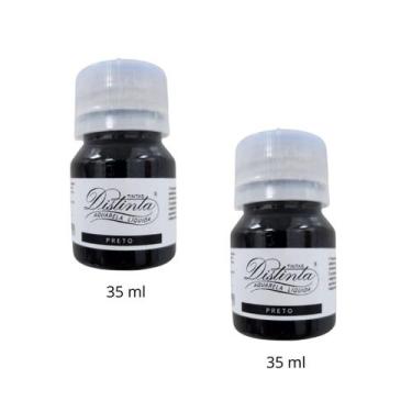 Imagem de 2 Frascos - 35ml - Tinta Distinta Aquarela Liquida Preta - Tintas Dist
