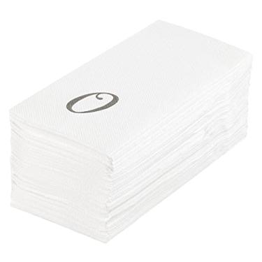 Imagem de Guardanapo de papel branco Luxenap retangular prata letra O - Air Laid, fonte cursiva - 38,5 cm x 20,32 cm - caixa com 2000 unidades