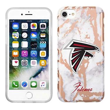 Imagem de Prime Brands Group Capa de celular para Apple iPhone 8/7/6S licenciada pela NFL Atlanta Falcons, mármore branco e ouro rosa