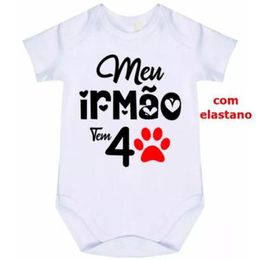 Imagem de body bebê meu irmão tem 4 patas cód 1731 - nick aloha, Branco, G