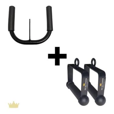 Imagem de Puxador U Remada E Par De Puxador Estribo Musculação Fitness - Rei do 