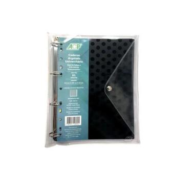Imagem de Caderno Argolado Universitário 96 Folhas Poá Cristal Preto - ACP