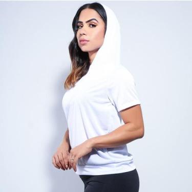 Imagem de Blusinha Fitness Dry Fit Mescla com Capuz Moda Fitness - Fitmoda, Bran