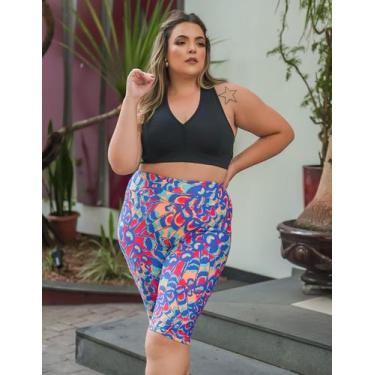 Imagem de Conjunto Feminino Fitness Plus Size com Bermuda Ciclista Estampada e T