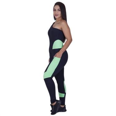 Imagem de Macacão fitness feminino um ombro suplex recortes e bolso orbis - nina