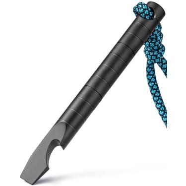 Imagem de TISUR Chaveiro multiferramenta, ferramenta de barra de titânio EDC com abridor de garrafa/caixa, chave de fenda de cabeça chata, régua, presente de dia dos pais para o pai (1 abridor de garrafa preto)