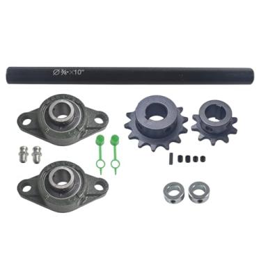 Imagem de pinkhatcat Rodas dentadas do eixo de macaco com rolamentos de bloco de travesseiro UCFL204 Go Kart Minibike Kit completo de eixo de macaco 3/10.2 cm x 25.4 cm 40/41/420 Corrente