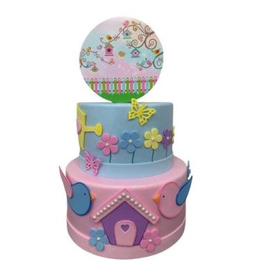 Imagem de Bolo Fake Jardim Encantado Rosa - Catavento Festa dos Sonhos