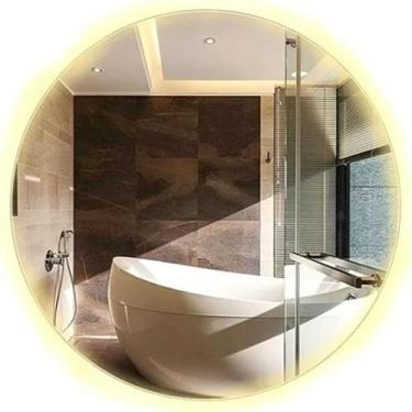 Imagem de Espelho Redondo 60cm Led Decorativo Neutro Iluminado Salao Quente - DU