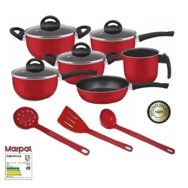 Imagem de Conjunto dePanelas Antiaderente Vermelho 09 Peças RED - Marpal